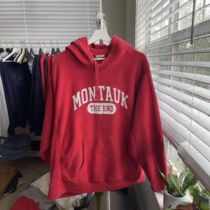 Vintage Red Montauk Long Island New York Large Hoodie